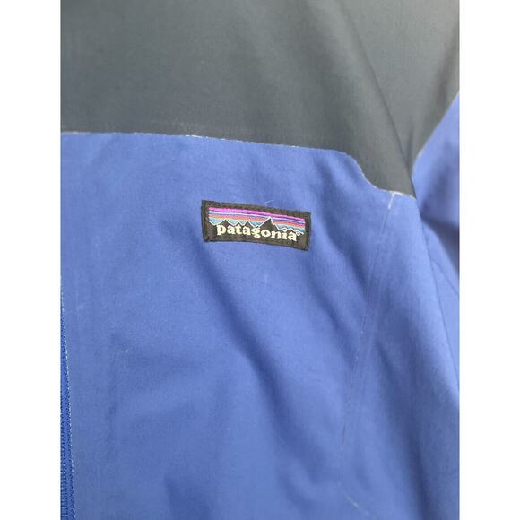 Patagonia Rain Jacket Mens Size Medium Hooded Elbow Patches Blue Full Zip EUC - Picture 7 of 11